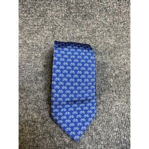 BATTISTONI Men's 100% Silk Necktie LUXURY Tie Blue Bicycle Theme Bikes EUC